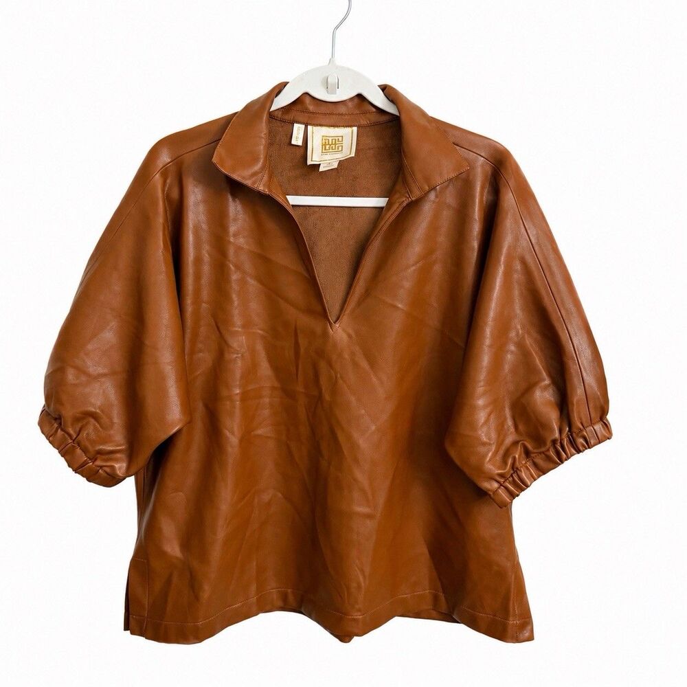 Emily McCarthy Poppy Top Medium Brown Vegan Leather Edgy Minimalist Luxury